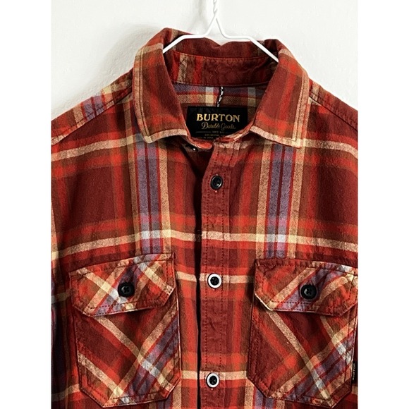 Burton Brighton Durable Goods Flannel Mens Size‎ Small Red Plaid Long Sleeve - Picture 3 of 7
